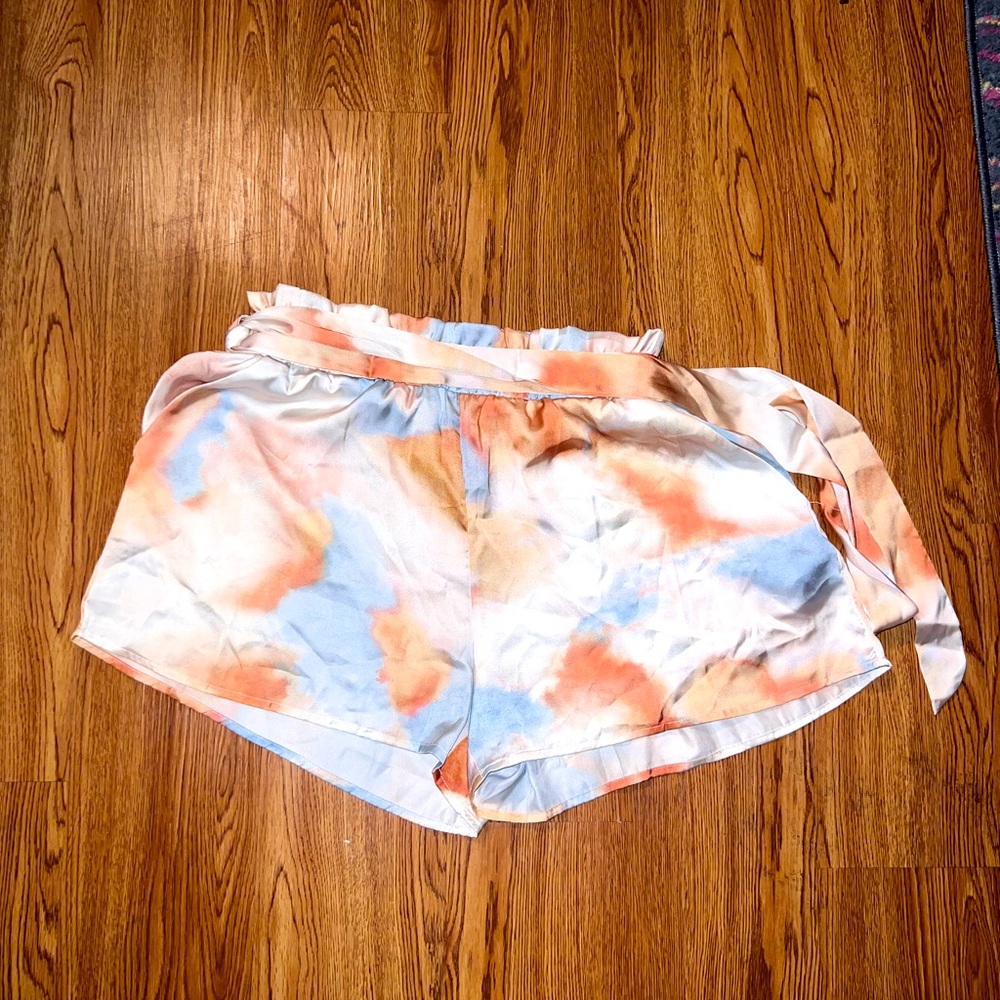 Women’s Tie Dye Shorts| Summer Clothing| Silk Sets| Blue & White Cloud